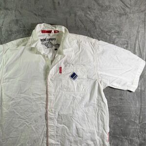 Ecko Unltd. Button Up Shirt Short Sleeve Graphic White Casual Mens Size L